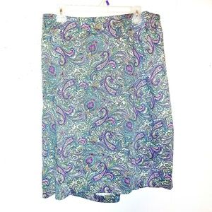 Talbots | Plus Size Paisley Skirt in Mint & Purple